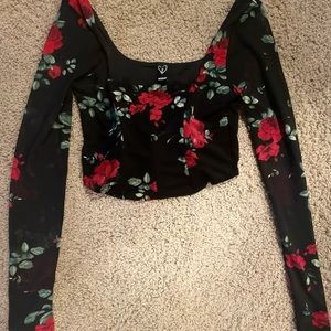 Fitted corset style rose top